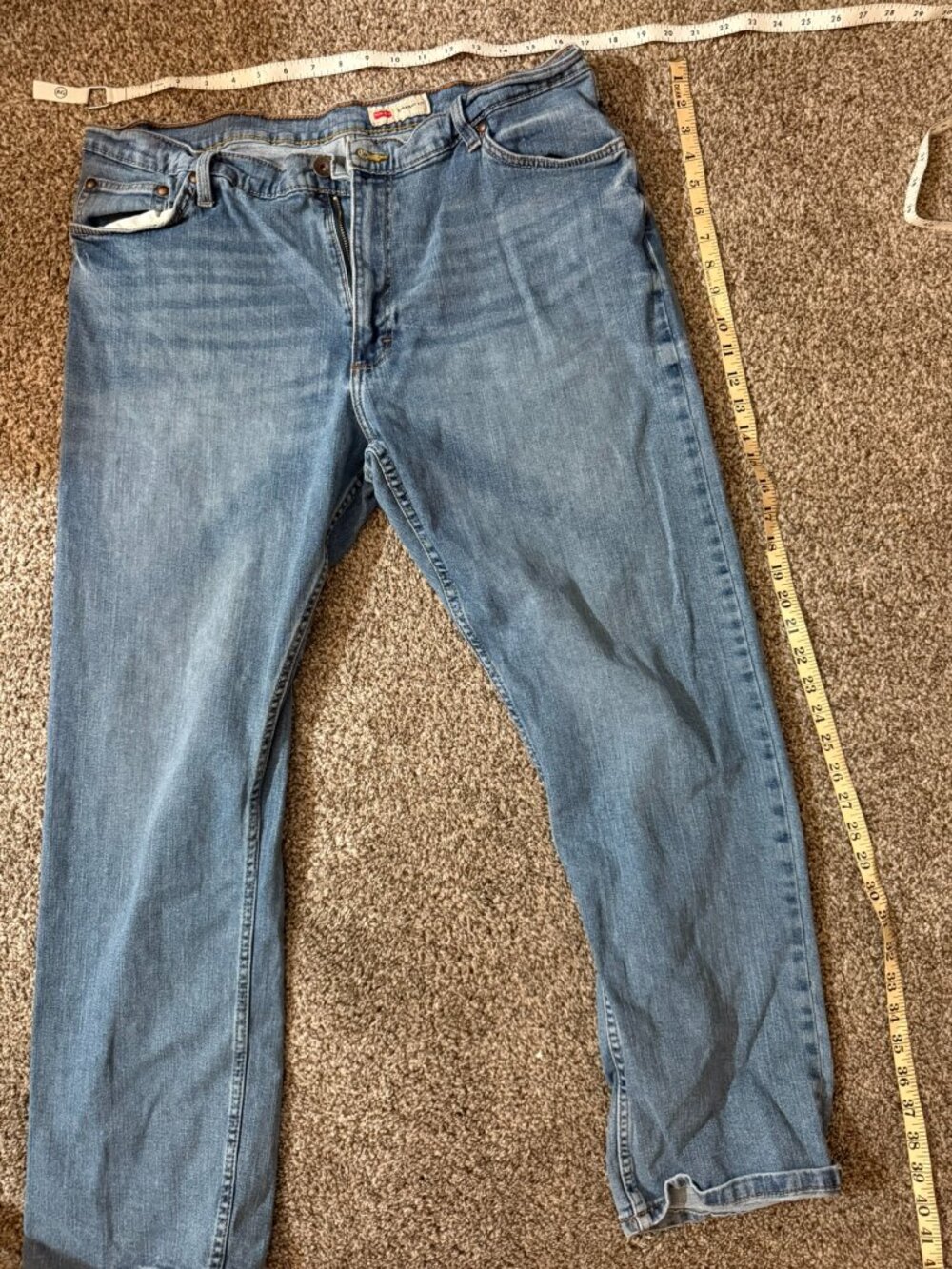 Wrangler Premium Straight Fit Jeans Light Wash Men's Measured Size 36x30
